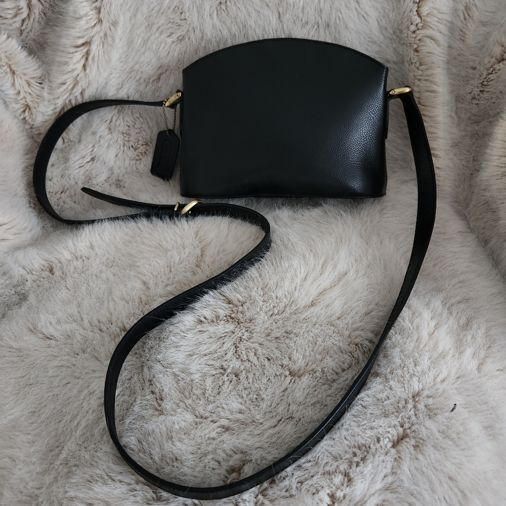 🇮🇹 RARE Vintage COACH Madison Black Purse Bag Leather Made ITALY